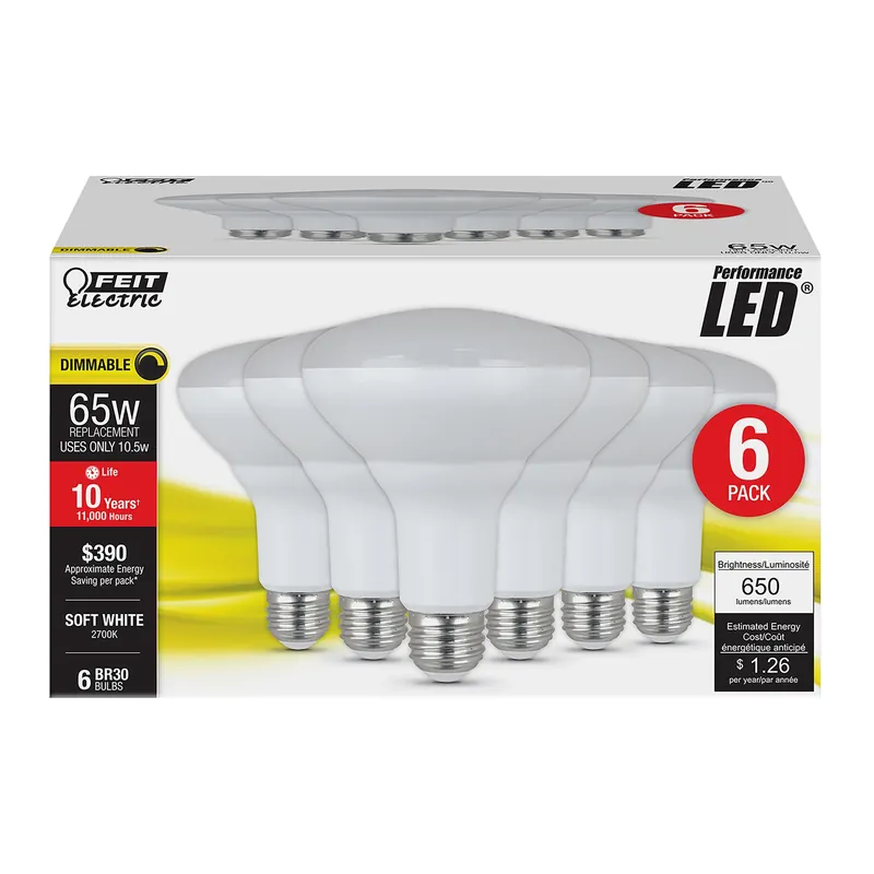 Br30 E26 (medium) Led Bulb Soft White 65 Watt Equivalence 6 Pk