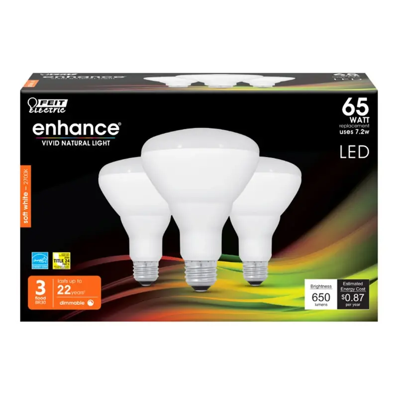Enhance Br30 E26 (medium) Led Bulb Soft White 65 Watt Equivalence 3 Pk