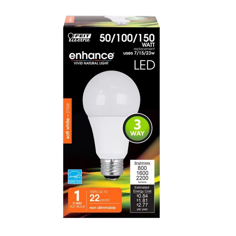 Enhance A21 E26 (medium) Led Bulb Soft White 50/100/150 Watt Equivalence 1 Pk