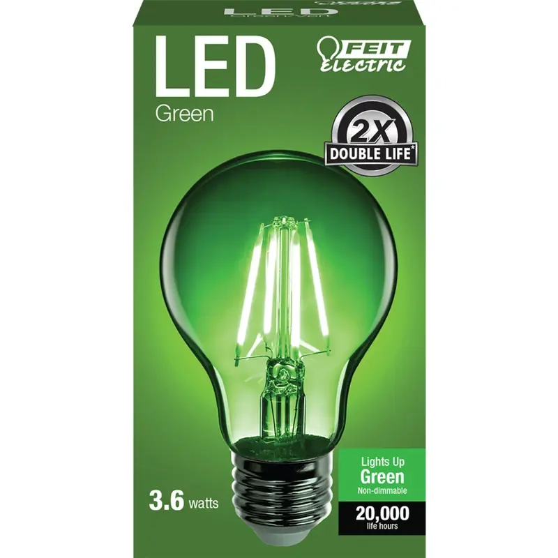 A19 E26 (medium) Filament Led Bulb Green 30 Watt Equivalence 1 Pk