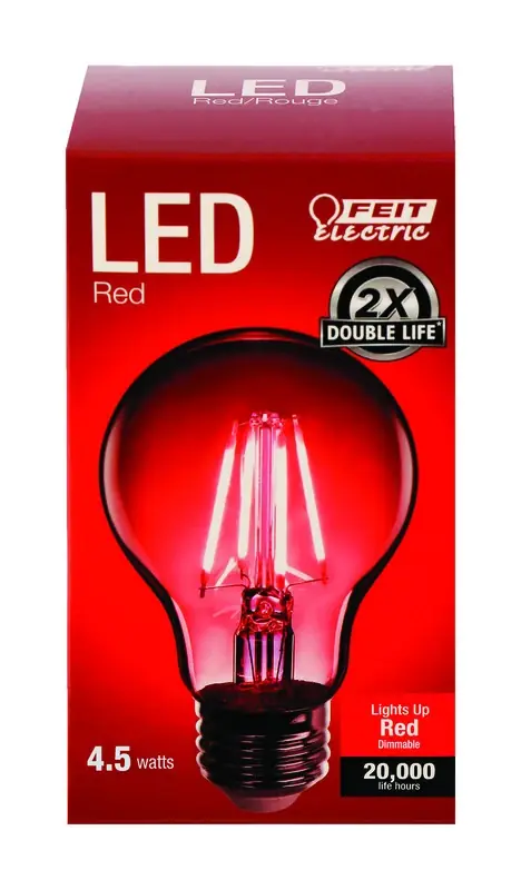 A19 E26 (medium) Filament Led Bulb Red 30 Watt Equivalence 1 Pk