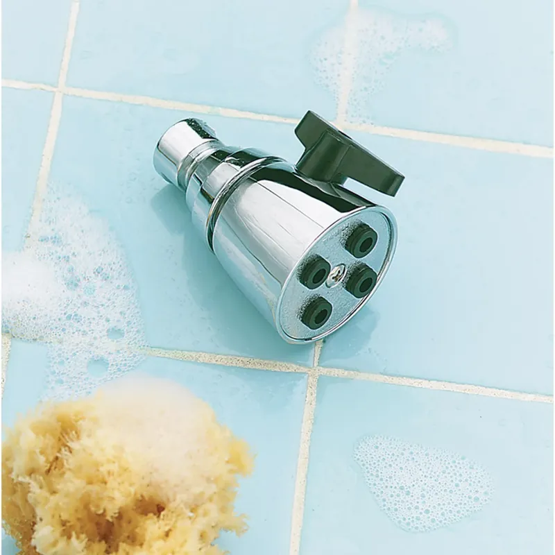 Chrome Brass Adjustable Showerhead With 6 Settings And 2.5 Gallons Per Minute Flow Rate