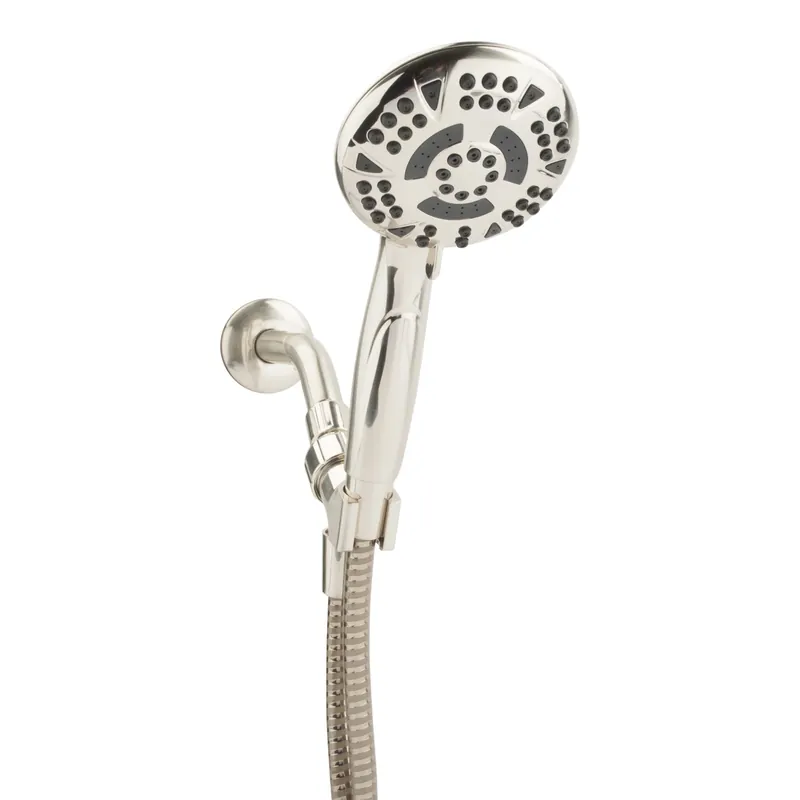 Brushed Nickel Pvc Handheld Showerhead With 5 Settings And 1.8 Gpm Flow Rate