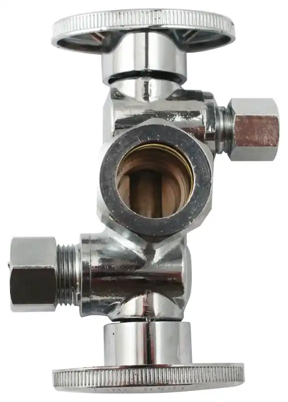 3/8 In. Compression X 1/4 In. Compression Brass Dual Shut-off Valve