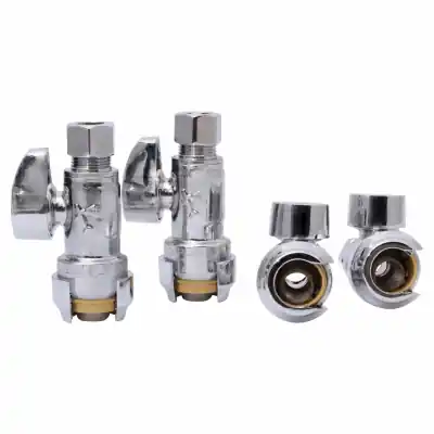 1/2 In. Push X 3/8 In. Compression Brass Straight Stop Valve