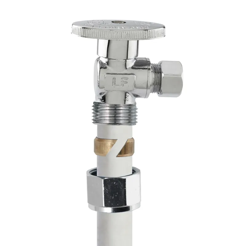 No Crimp 1/2 In. X 3/8 In. Quarter Turn Pex Angle Valve, Brass