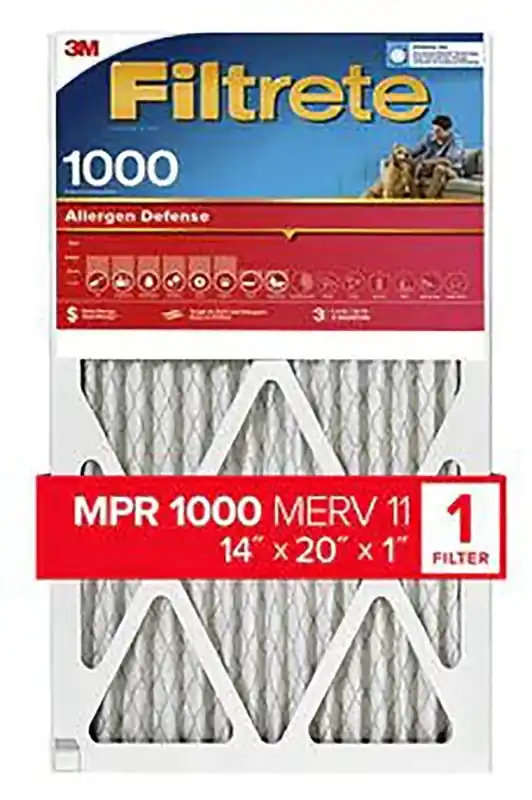 14 In. W X 20 In. H X 1 In. 1000 Mpr Pleated Allergen Air Filter 1 Pk
