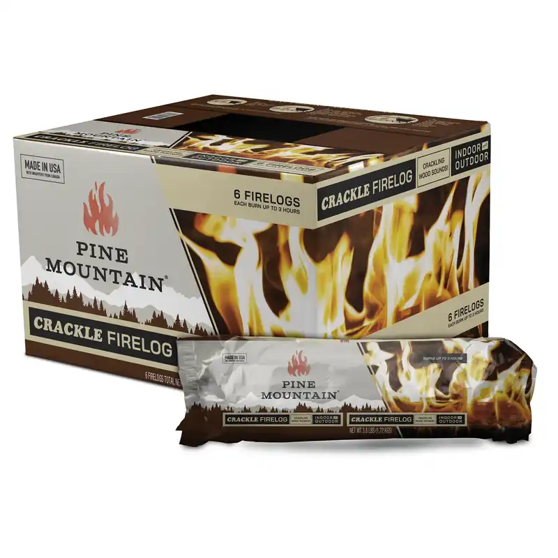 Crackling Fire Log 3 Hr 6 Pk