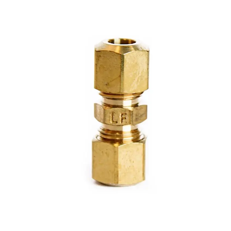1/4 In. Compression X 1/4 In. D Compression Yellow Brass Union Fitting