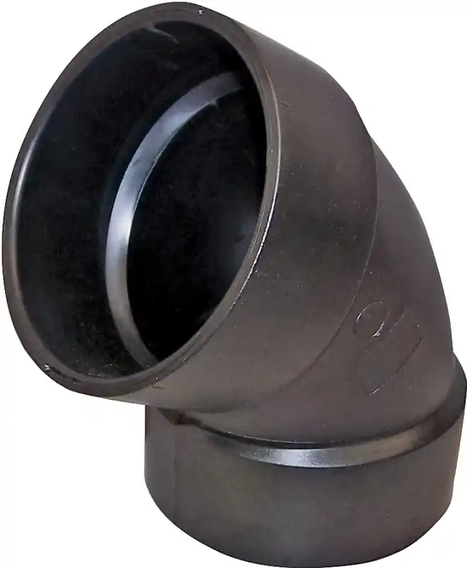 2 Inch Abs 60 Degree Elbow, Hub Connection, Black, Model 102602lbc