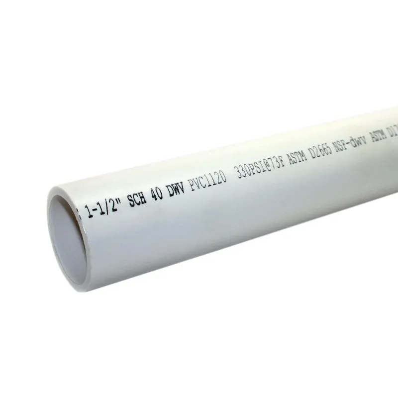 1-1/2 Inch X 10 Feet Schedule 40 Pvc Dwv Plain End Pipe - 330 Psi