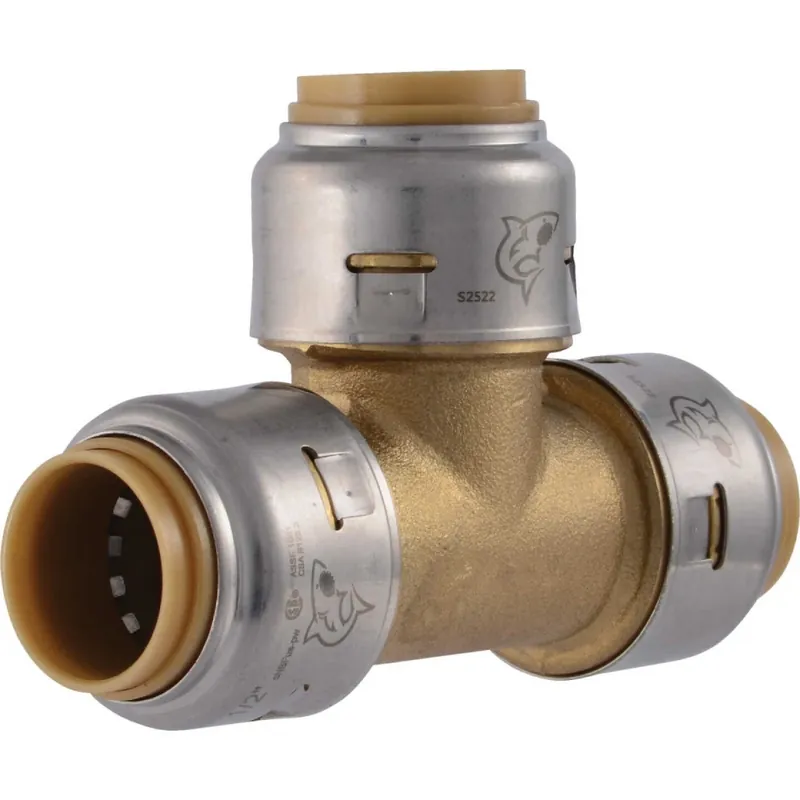 Push-fit Pipe Tee, Lead Free, 1/2 In.