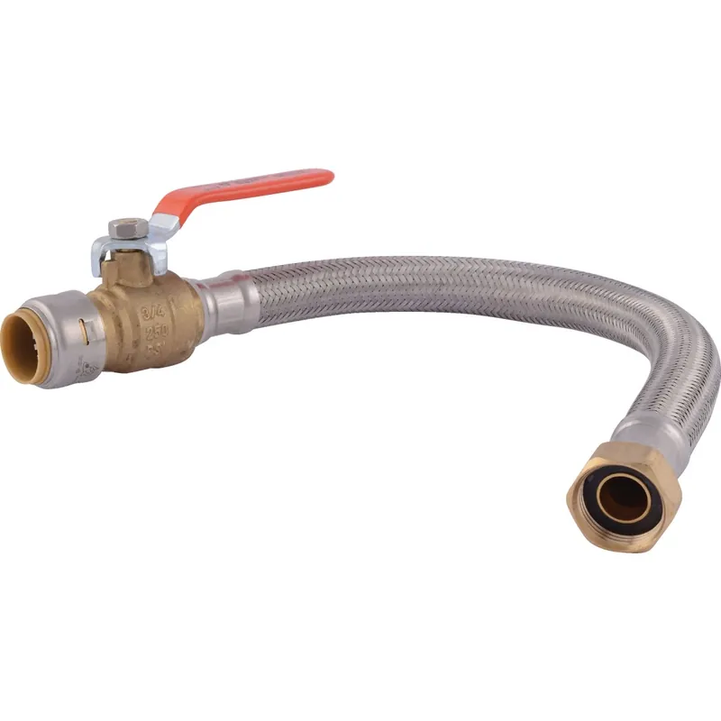 18 In. Push-fit Water Heater Connector, Braided Stainless Steel, 3/4 X 3/4 In. Fip