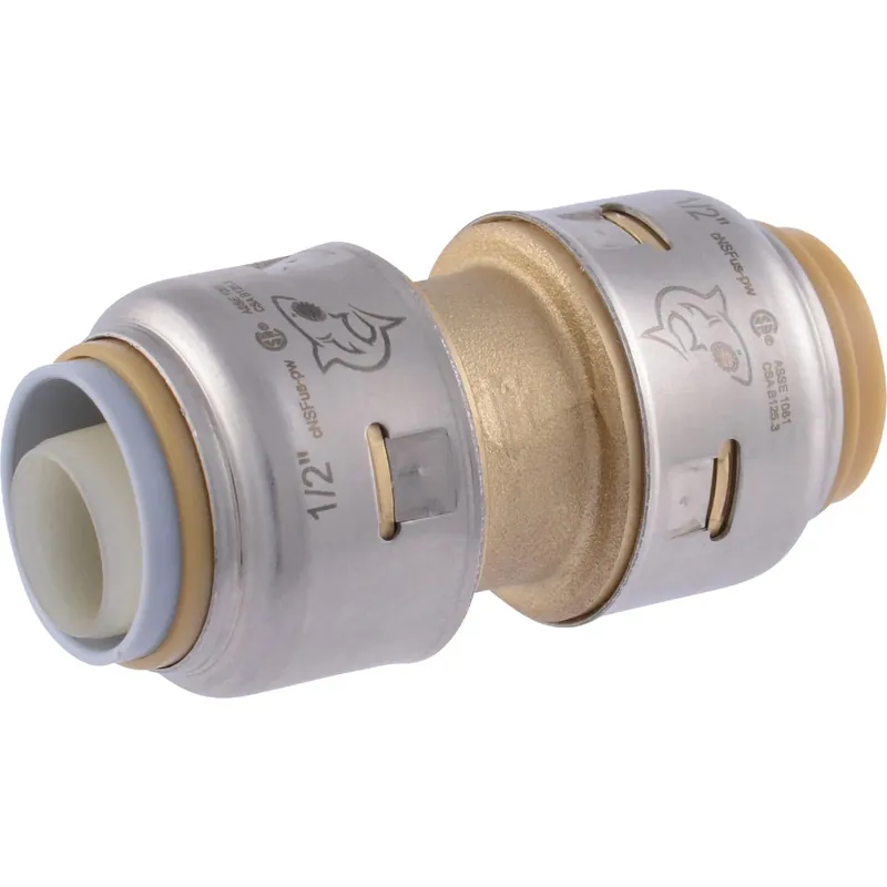 Push To Connect 1/2 In. Ptc Pex X 1/2 In. D Ptc Polybutylene Brass Coupling