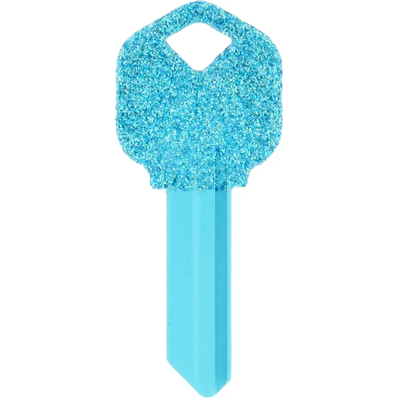 Diva Blue Glitter House/office Universal Key Blank Single Blue