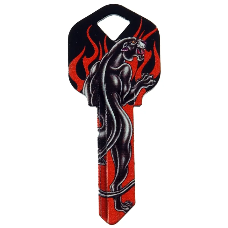 Wackey Black Panther & Flames House/office Universal Key Blank Single Black