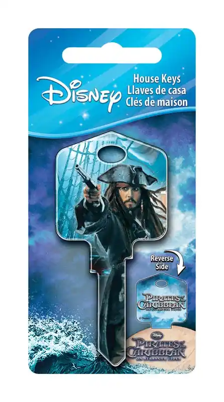 Disney Capt N Jack Sparrow House Key Blank 66/97 Double For Kwikset And Titan Locks Blue