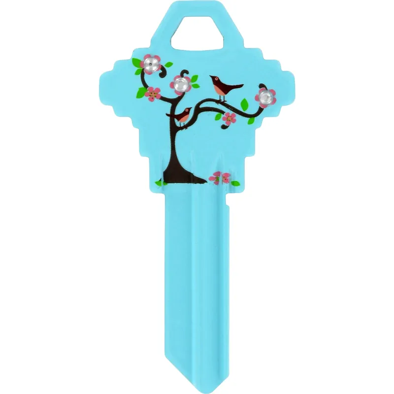 Diva Tree & Birds House/office Universal Key Blank Single Blue