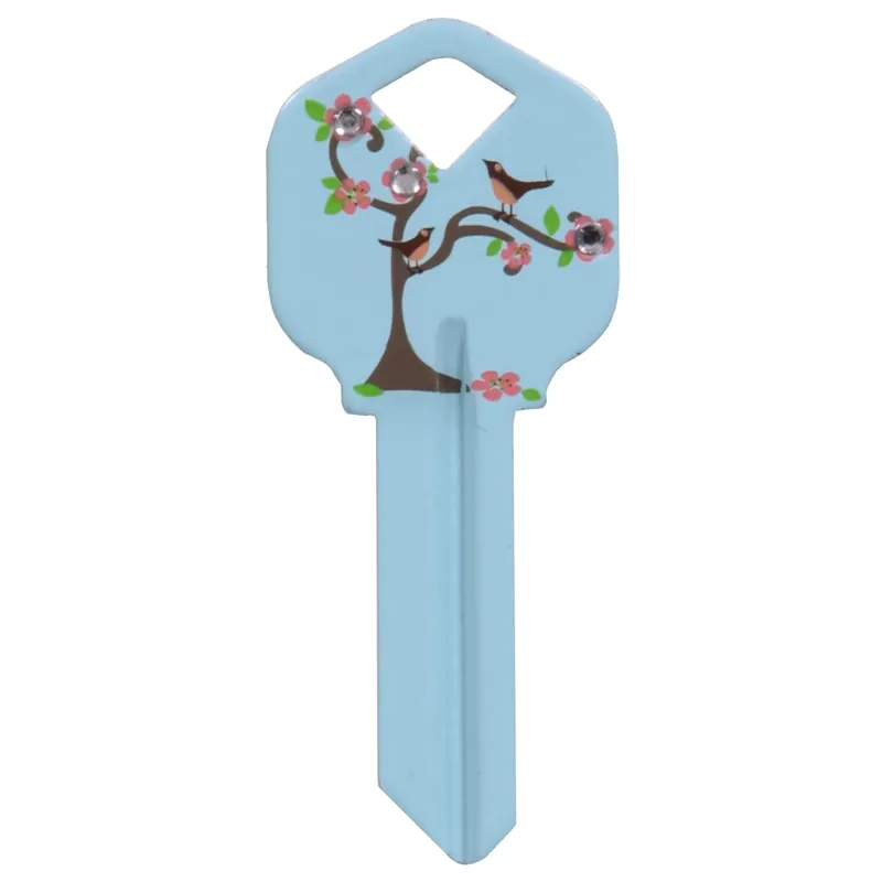 Diva Tree & Birds House/office Universal Key Blank Single Blue