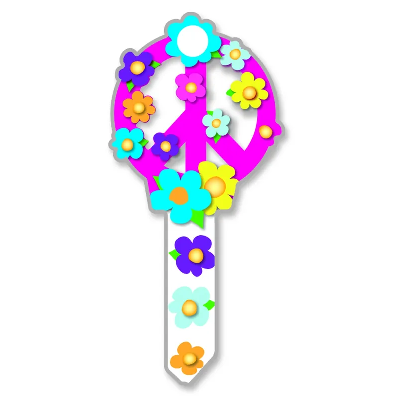 Key Shapes Peace Sign House Key Blank Single For Schlage Multicolored