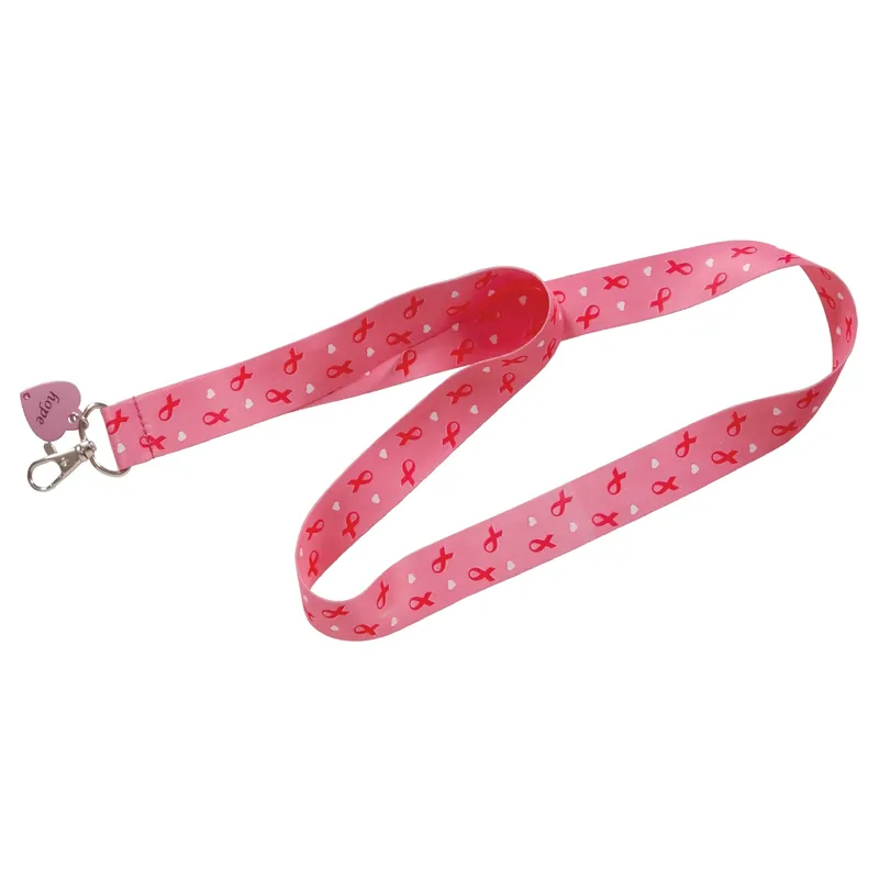 Breast Cancer Awareness Polyester Multicolored Decorative Key Chain Lanyard