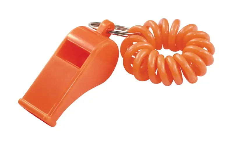 Plastic Assorted Sporting Whistle Wrist Coil Keychain