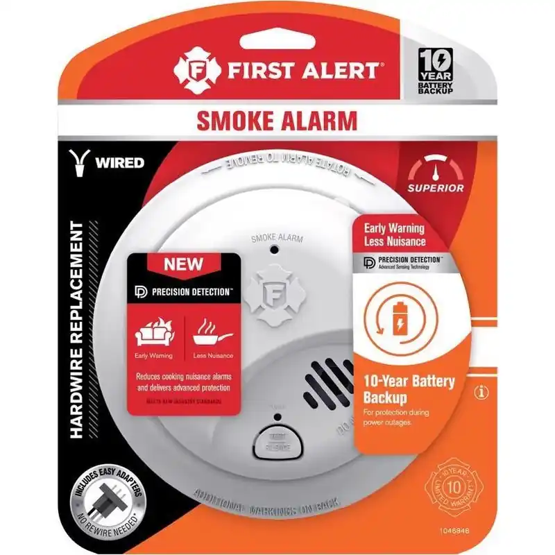 Hardwired Smoke Alarm, 10-year Battery Backup