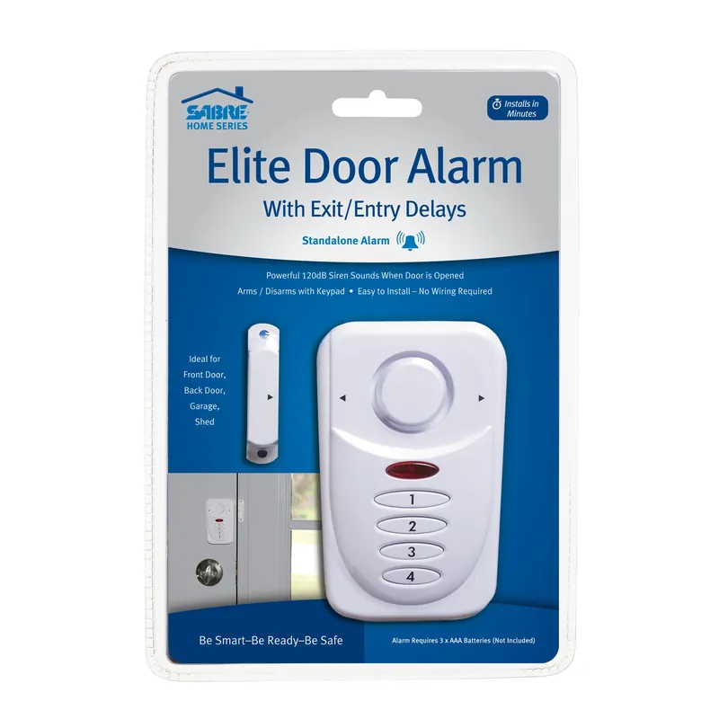 Elite White Plastic Door Alarm With 120 Decibel Rating And Smart Features