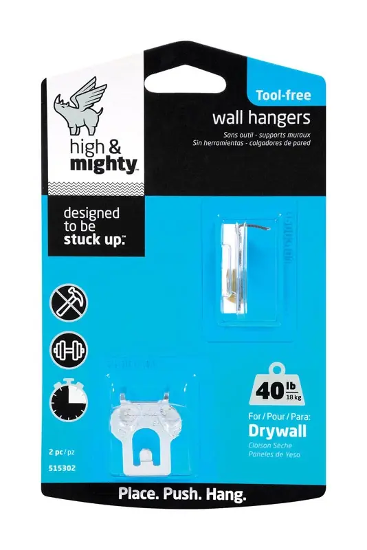 High & Mighty Steel-plated Gray Hanger Picture Hanger 40 Lb 2 Pc