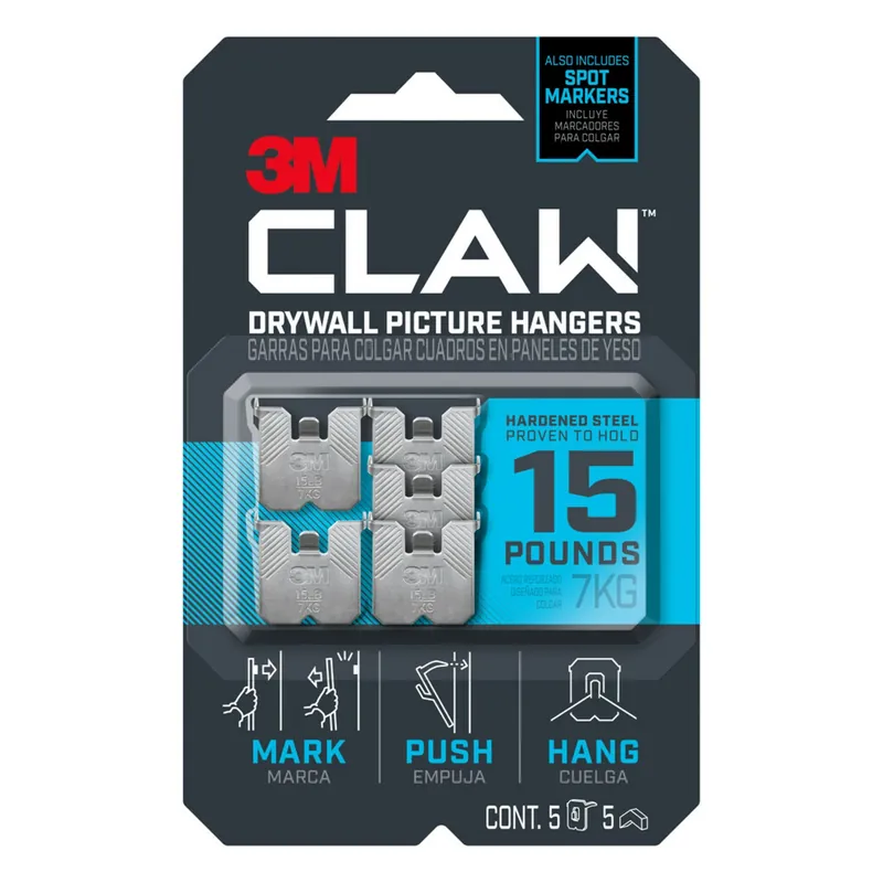 Claw Silver Drywall Picture Hanger 15 Lb 5 Pk