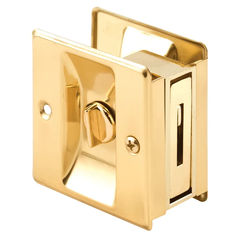 Prime-line 2.5 In. D X 2.5 In. L Polished Brass Gold Solid Brass Pocket Door Privacy Lock 1 Pk