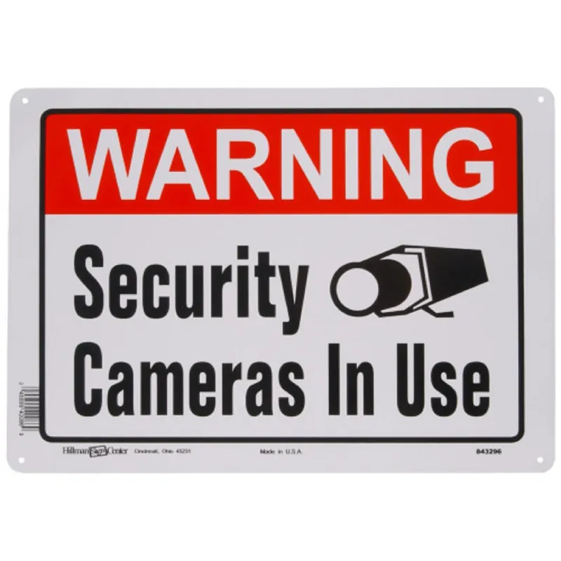 English White Security Sign 10 In. H X 14 In. W