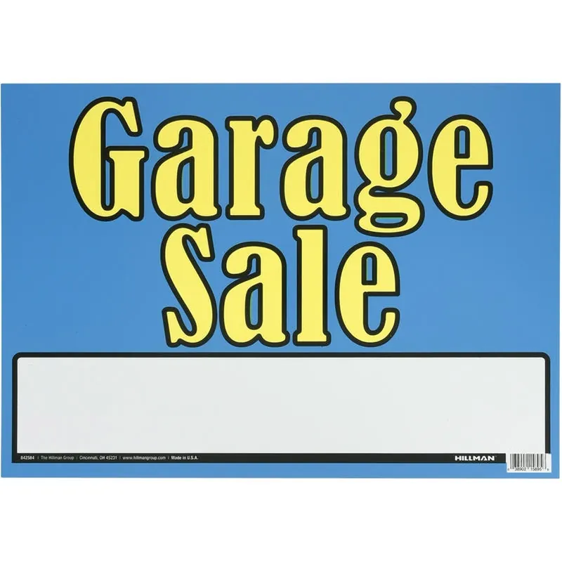 10" X 14" Blue Polystyrene Garage Sale Yard Sign – Yellow Font
