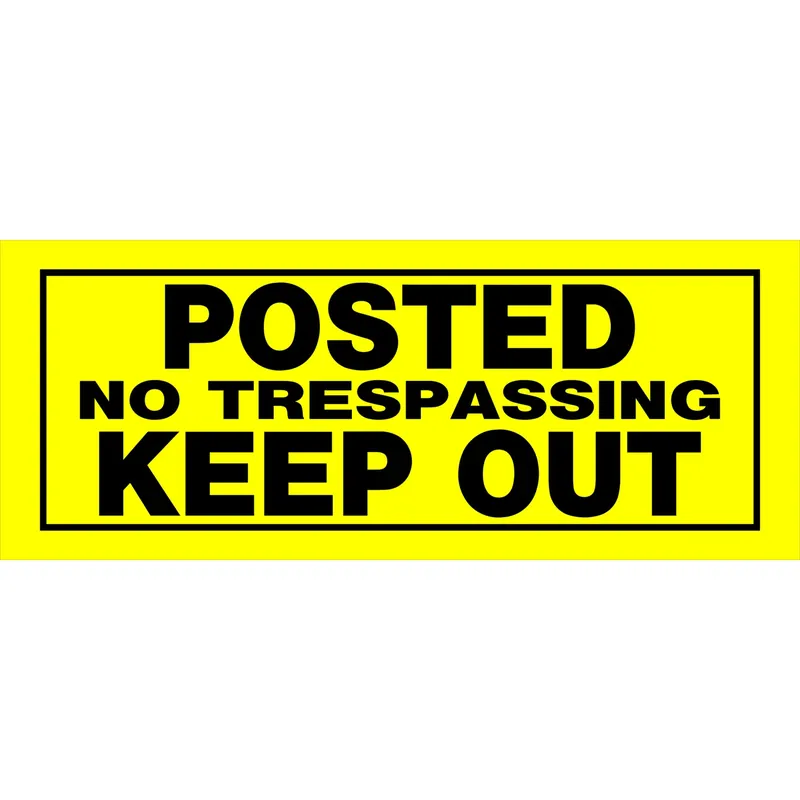 English Yellow No Trespassing Sign 6 In. H X 15 In. W - Durable Plastic