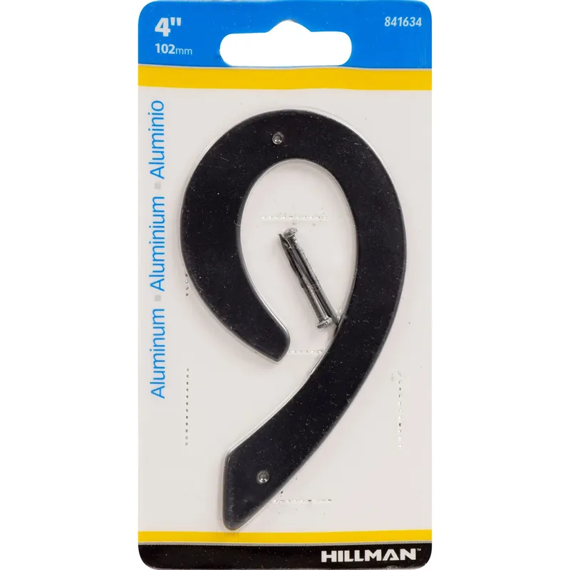 4 In. Black Aluminum Nail-on Number 9 1 Pc