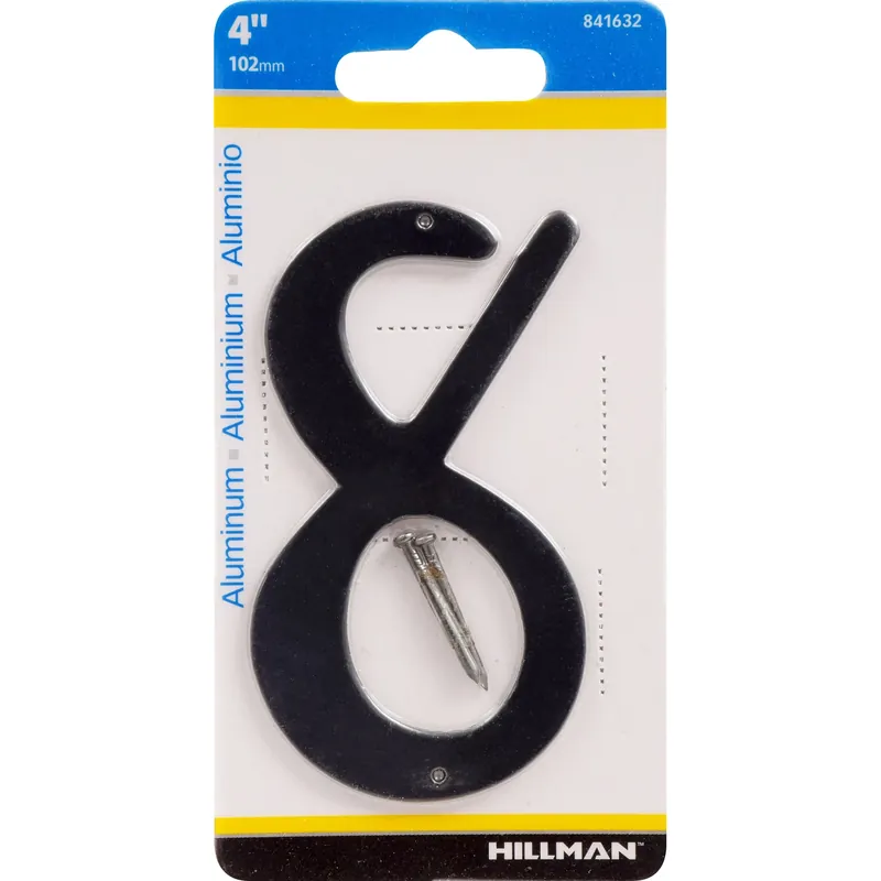 4 In. Black Aluminum Nail-on Number 8 1 Pc