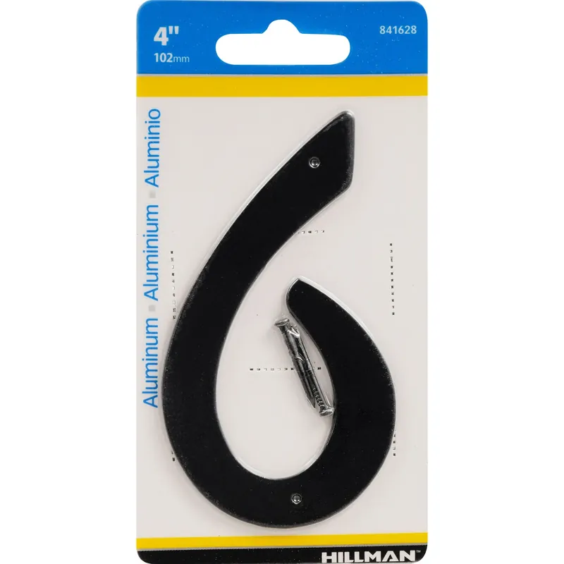 4 In. Black Aluminum Nail-on Number 6 1 Pc