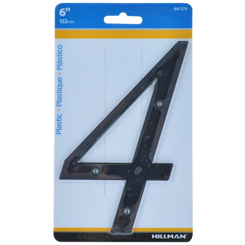 6 In. Black Plastic Nail-on Number 4 1 Pc