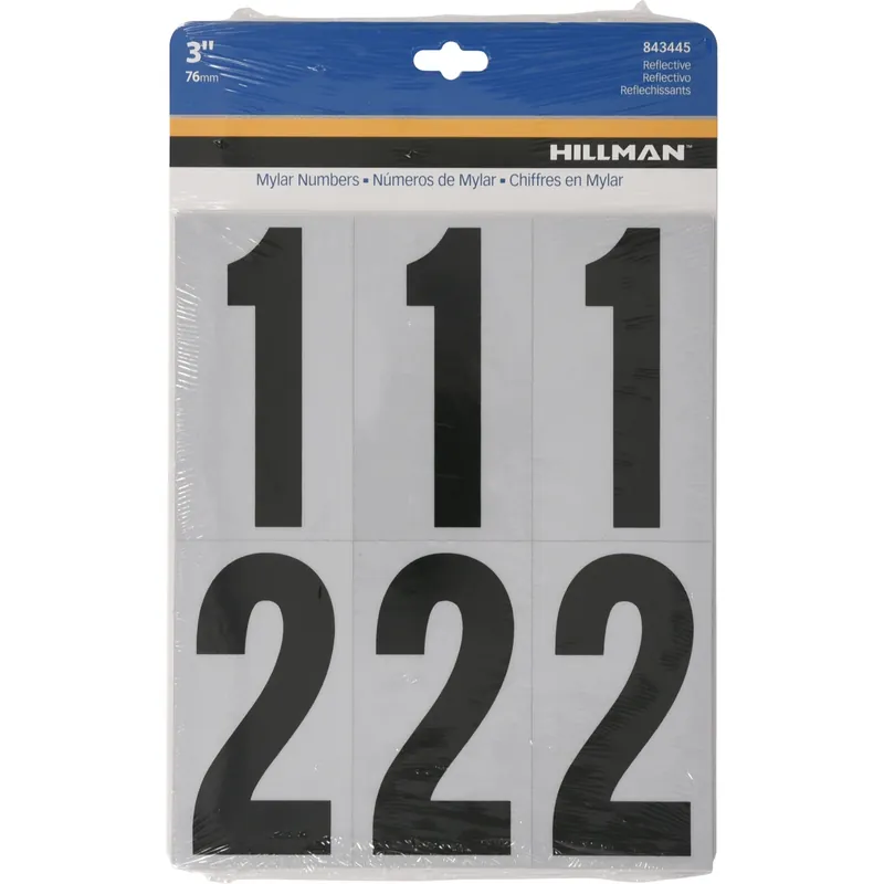 3 In. Reflective Black Vinyl Self-adhesive Number Set 0-9 - 26 Pieces