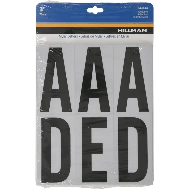 3 In. Reflective Black Vinyl Self-adhesive Letter Set A-z 54 Pieces