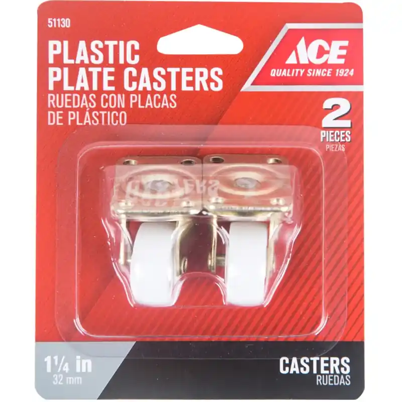 1-1/4 In. Dia. Plastic Caster Wheel With Plate 40 Lb. 2 Pk
