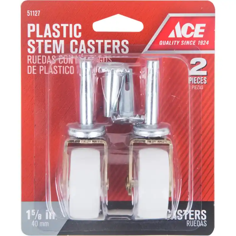 1-5/8 In. Dia. Swivel Plastic Caster Wheel With Stem 50 Lb. 2 Pk
