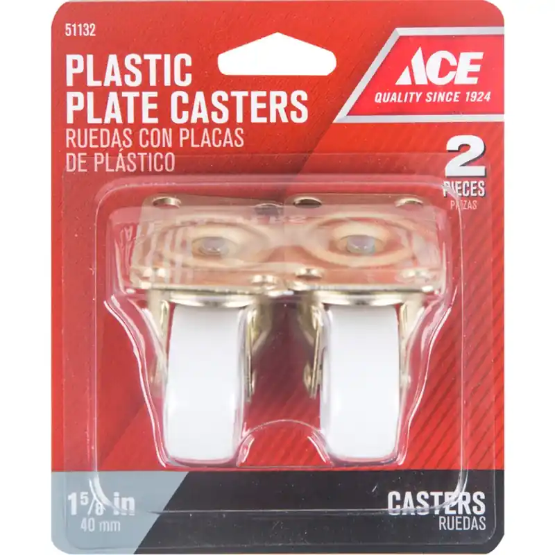 1-5/8 In. Dia. Swivel Plastic Caster Wheel With Plate 50 Lb. 2 Pk