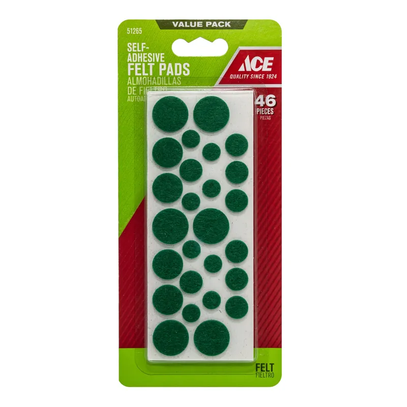 Felt Pad Green Round 46 Pk Self Adhesive