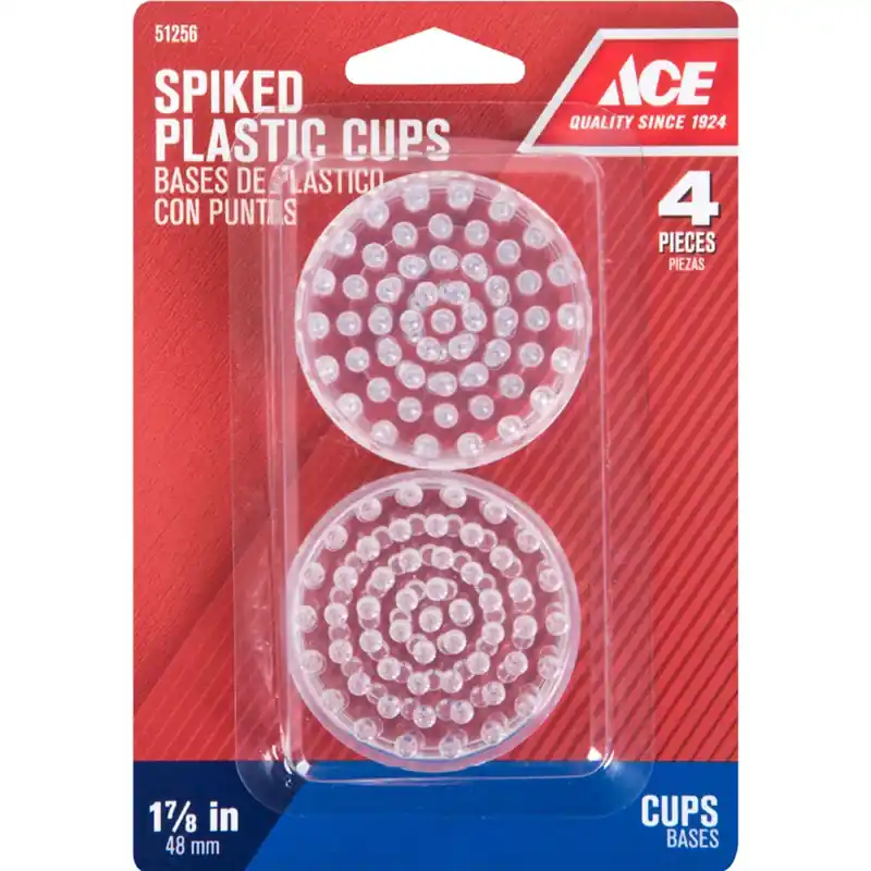 Plastic Spiked Caster Cup Clear Round 1-7/8 In. W 4 Pk