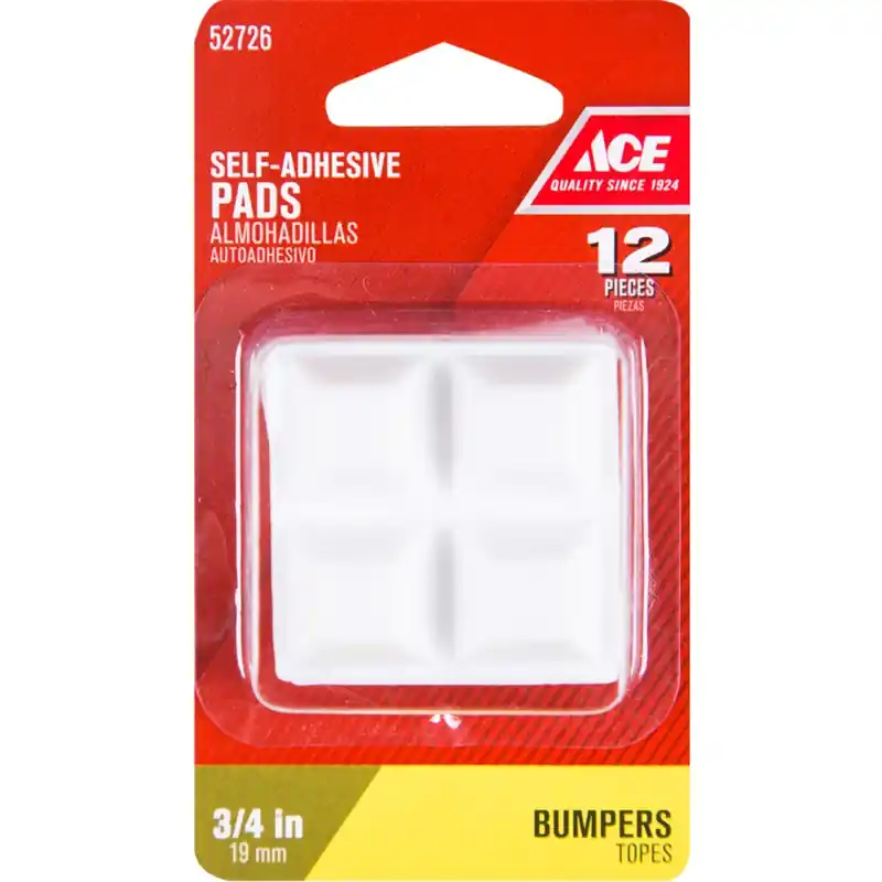 Vinyl Bumper Pads White Square 3/4 In. W X 3/4 In. L 12 Pk Self Adhesive