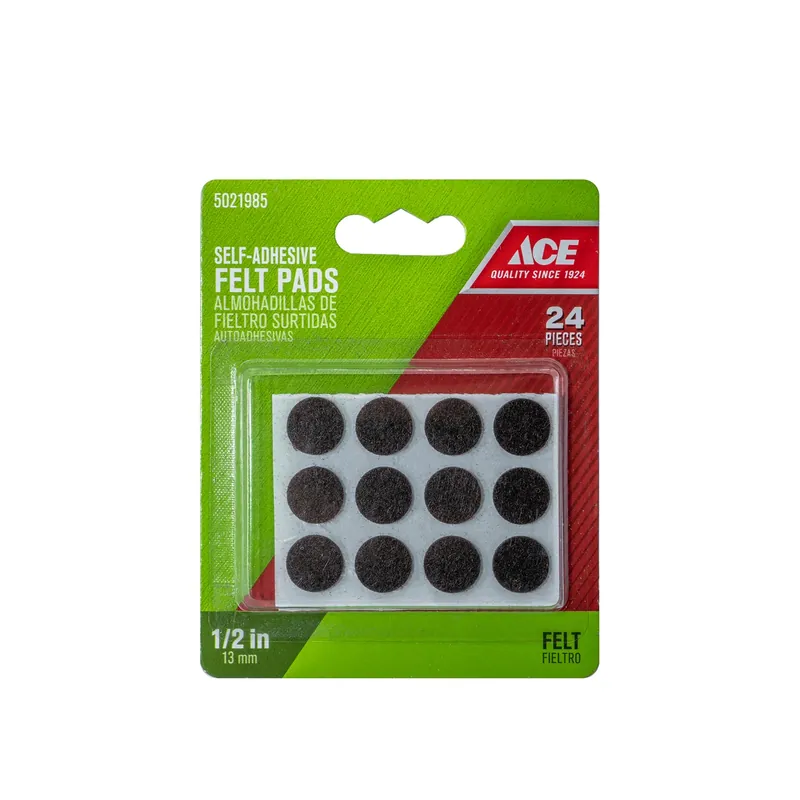 Felt Pad Brown Round 1/2 In. W 24 Pk Self Adhesive