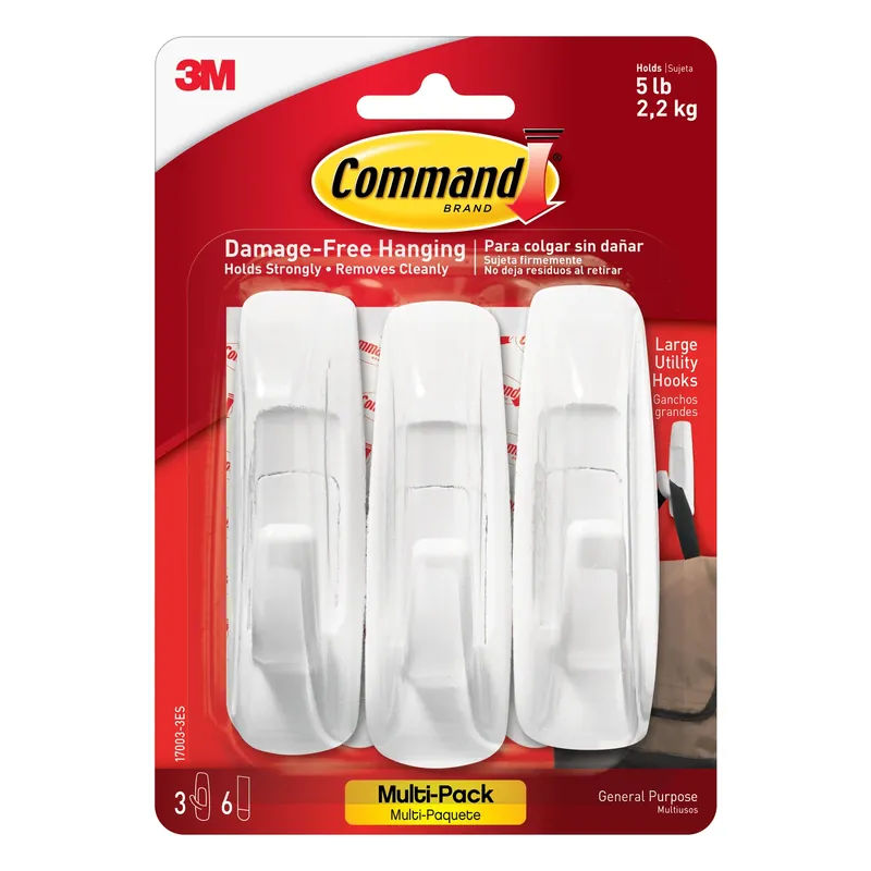 Command White Utility Hooks 5 Lb 3 Pk
