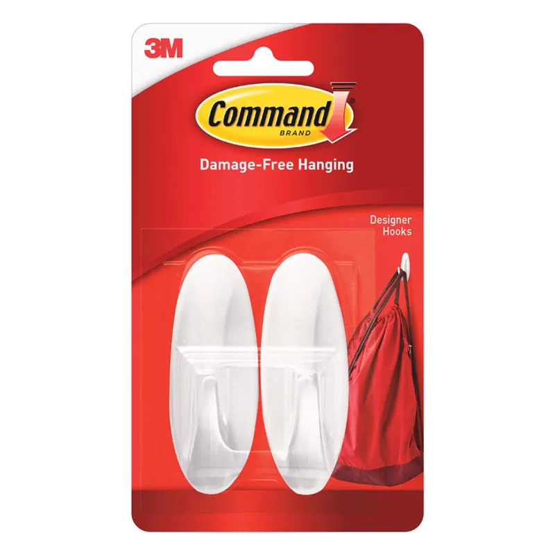 Command Medium Plastic Designer Hooks 3.125 In. L 2 Pk