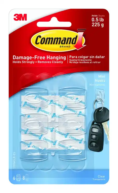 Command Mini Plastic Hook 1.08 In. L 6 Pk